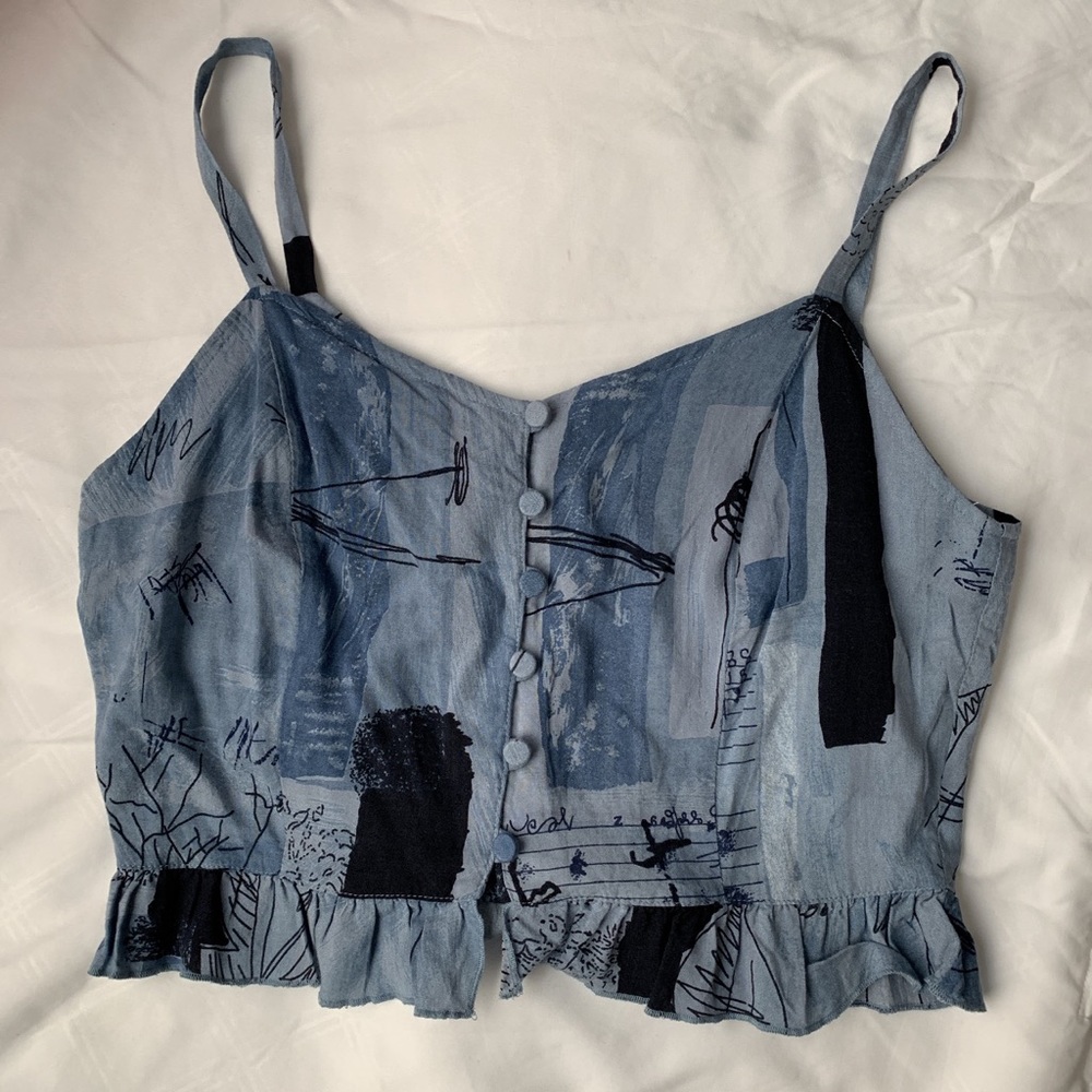 VINTAGE BUTTON UP PATTERNED CROP TOP